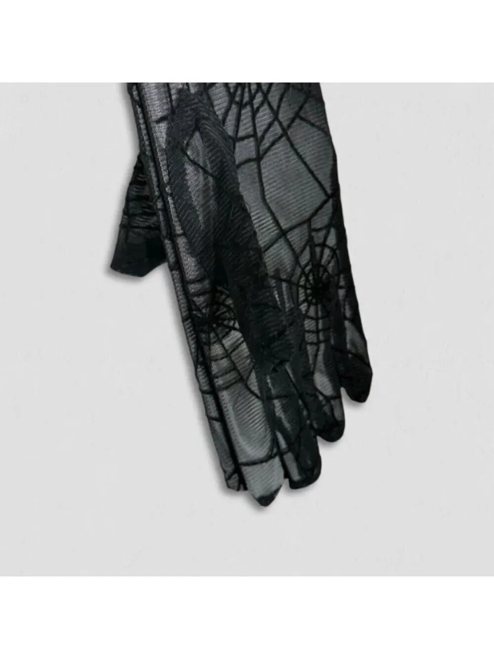 BOO Halloween Black Lace Spiderweb Gloves
